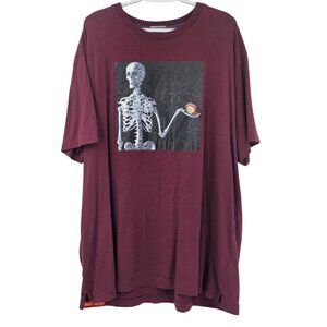 Robert Graham Skeleton Graphic Tee T-Shirt Burgundy Men’s Size 2XL Short Sleeve